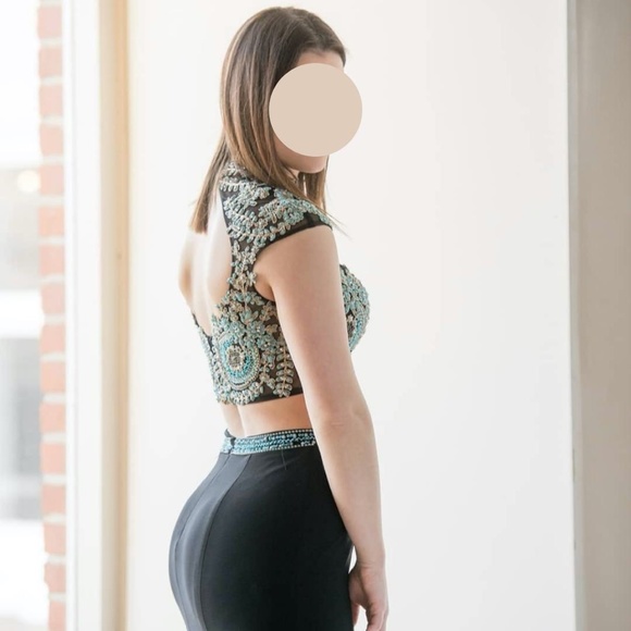 Sherri Hill Two-Piece Beaded Top Gown - Picture 2 of 9